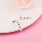 925 Sterling Silver Sparkling Round & Square Drop Earrings Wedding Jewelry