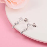 925 Sterling Silver Sparkling Round & Square Drop Earrings Wedding Jewelry