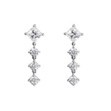 925 Sterling Silver Sparkling Round & Square Drop Earrings Wedding Jewelry