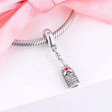 925 Sterling Silver Wine Bottle Dangle Charms Beads Fit Bracelet