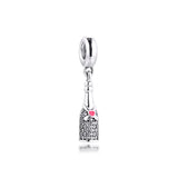 925 Sterling Silver Wine Bottle Dangle Charms Beads Fit Bracelet