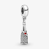 925 Sterling Silver Wine Bottle Dangle Charms Beads Fit Bracelet