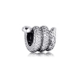 925 Sterling Silver Snake Charm Bead for Bracelet
