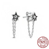 925 Silver Star Angel Wings Zircon Earrings