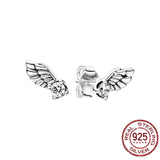 925 Silver Star Angel Wings Zircon Earrings