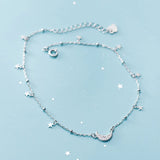 925 Sterling Silver Star Moon Anklets Ankle Bracelets Foot Chains