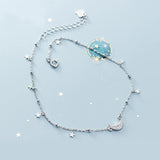 925 Sterling Silver Star Moon Anklets Ankle Bracelets Foot Chains