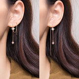 Sterling Silver Star Threader Earrings Tassel Pull Earrings