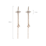 Sterling Silver Star Threader Earrings Tassel Pull Earrings