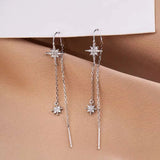 Sterling Silver Star Threader Earrings Tassel Pull Earrings