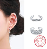 925 Silver Stars Punk Ear Cuff with CZ Clip Earrings