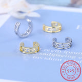 925 Silver Stars Punk Ear Cuff with CZ Clip Earrings