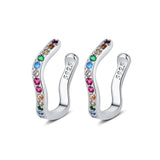 925 Silver Stars Punk Ear Cuff with CZ Clip Earrings