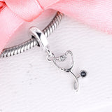 925 Sterling Silver Stethoscope Heart Charm Bead for Bracelet