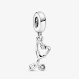 925 Sterling Silver Stethoscope Heart Charm Bead for Bracelet