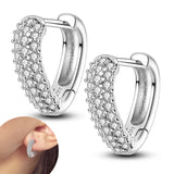 925 Sterling Silver Stud Earring Zircon Double Round Earring for Women