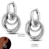925 Sterling Silver Stud Earring Zircon Double Round Earring for Women