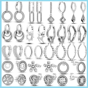 925 Sterling Silver Stud Earring Zircon Double Round Earring for Women