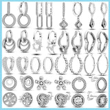 925 Sterling Silver Stud Earring Zircon Double Round Earring for Women