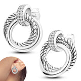 925 Sterling Silver Stud Earring Zircon Double Round Earring for Women