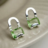 925 Sterling Silver Heart Zircon Stud Earrings Jewelry