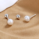 925 Silver Stud Earrings with Freshwater Pearl, Lady Fine Jewelry