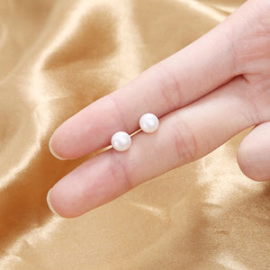 925 Silver Stud Earrings with Freshwater Pearl, Lady Fine Jewelry