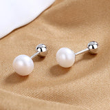 925 Silver Stud Earrings with Freshwater Pearl, Lady Fine Jewelry