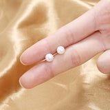 925 Silver Stud Earrings with Freshwater Pearl, Lady Fine Jewelry