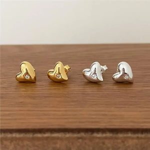 925 Sterling Silver Heart Zircon Stud Earrings for Girls YME986