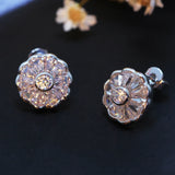 925 Silver Round Stud Earrings Full Zircon Crystal OL Lady Jewelry