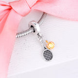 925 Silver Tennis Racket & Ball Charm Beads for Bracelet DIY Jewelry