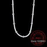925 Sterling Silver Thin Beads Snake Chain Necklace for Women Girls