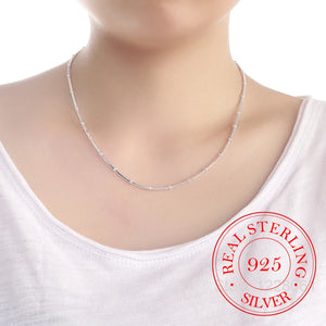 925 Sterling Silver Thin Beads Snake Chain Necklace for Women Girls