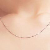 925 Sterling Silver Vintage Chain Necklace Women Box Chain Adjustable