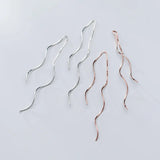925 Sterling Silver Wave Pull Through Threader Earrings Spiral Drop Earring