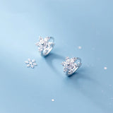 925 Sterling Silver Zircon Flower Small Hoop Earrings for Women Girls
