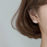 925 Sterling Silver Zircon Flower Small Hoop Earrings for Women Girls