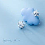 925 Sterling Silver Zircon Flower Small Hoop Earrings for Women Girls