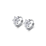 925 Sterling Silver Zircon Flower Small Hoop Earrings for Women Girls