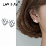 925 Sterling Silver Zircon Flower Small Hoop Earrings for Women Girls