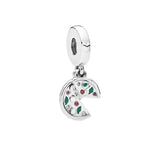 925 Silver Pizza Dangles Crown Charm Rainbow Heart Beads DIY