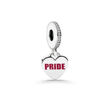 925 Silver Pizza Dangles Crown Charm Rainbow Heart Beads DIY