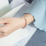 Sterling Silver Strawberry Quartz Stone Bracelet with Beads GTLS434