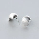 925 Sterling Silver Matte Half Round Stud Earrings 10.5mm*14mm