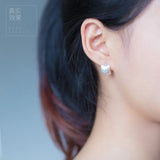 925 Sterling Silver Matte Half Round Stud Earrings 10.5mm*14mm