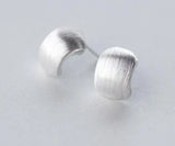 925 Sterling Silver Matte Half Round Stud Earrings 10.5mm*14mm