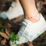 925 Sterling Silver Multi-Rows Lucky Beads & Star Anklet Bracelet