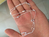 925 Sterling Silver Multi-Rows Lucky Beads & Star Anklet Bracelet
