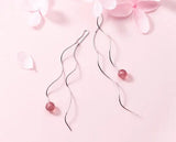925 Silver Strawberry Quartz Dangle Earrings